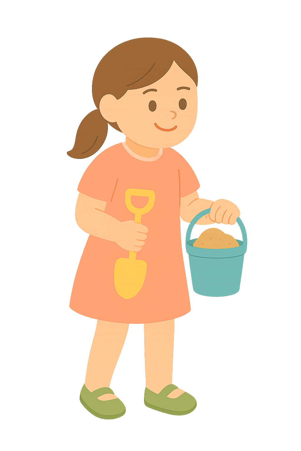 모래놀이 도구를 쥐고있는 아이