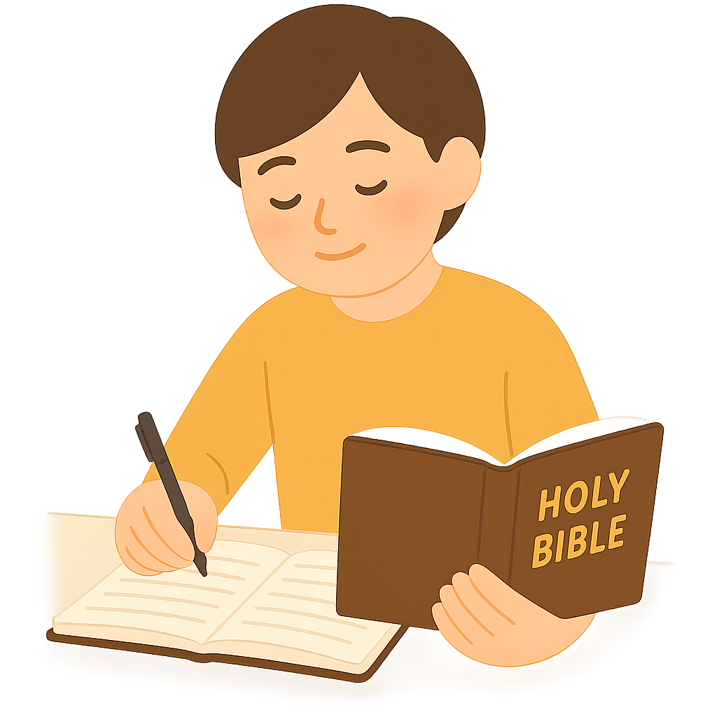 성경구절을 필기하는 청소년