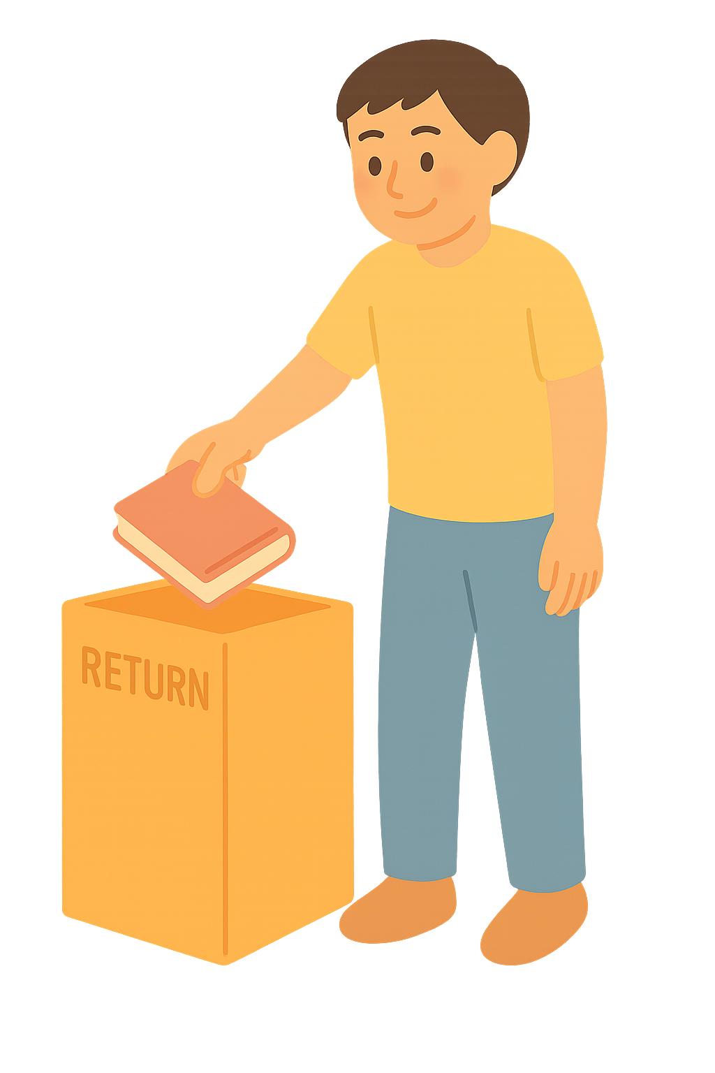 책반납 박스에 책을 넣는 장면