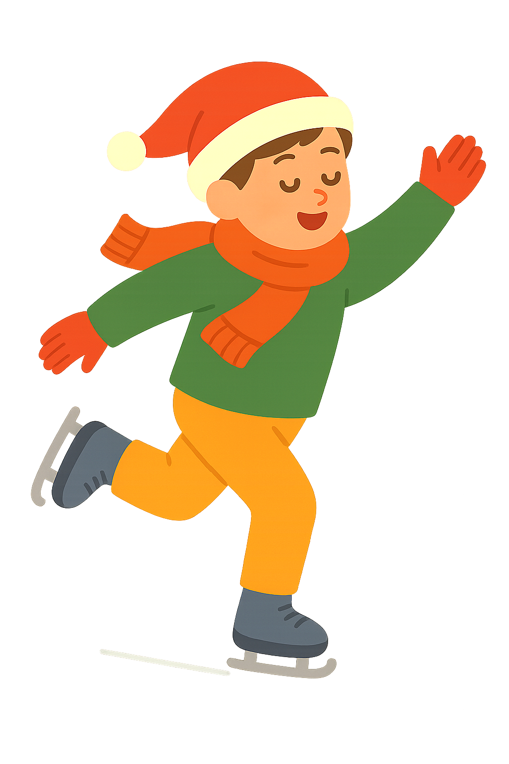 산타모자를 쓰고 아이스스케이팅하는 모습