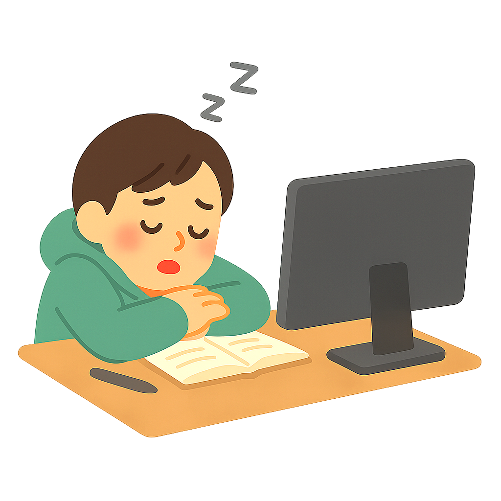 모니터 앞에서 졸고 있는 유투버모습