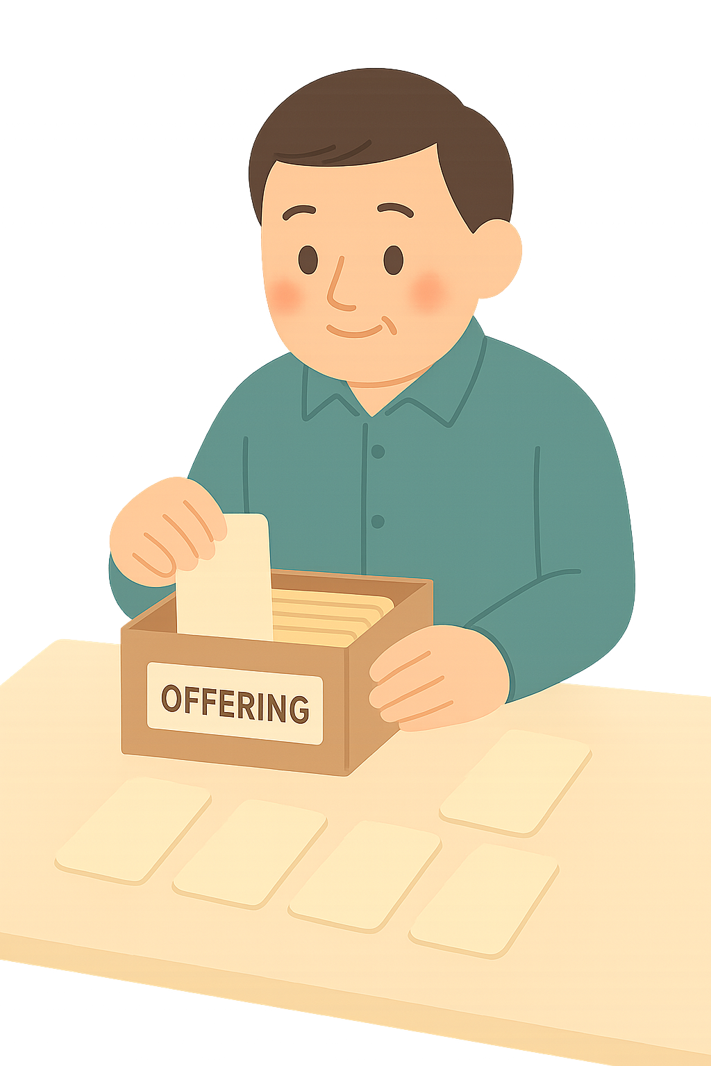 헌금 봉투를 정리하는 재정부