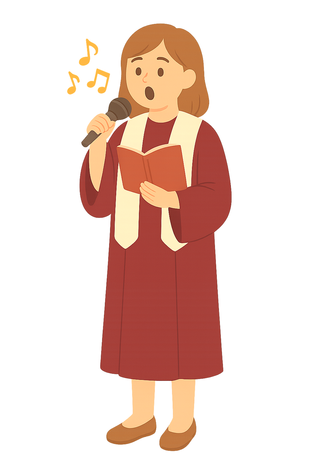 교회합창단에서 노래하는 모습