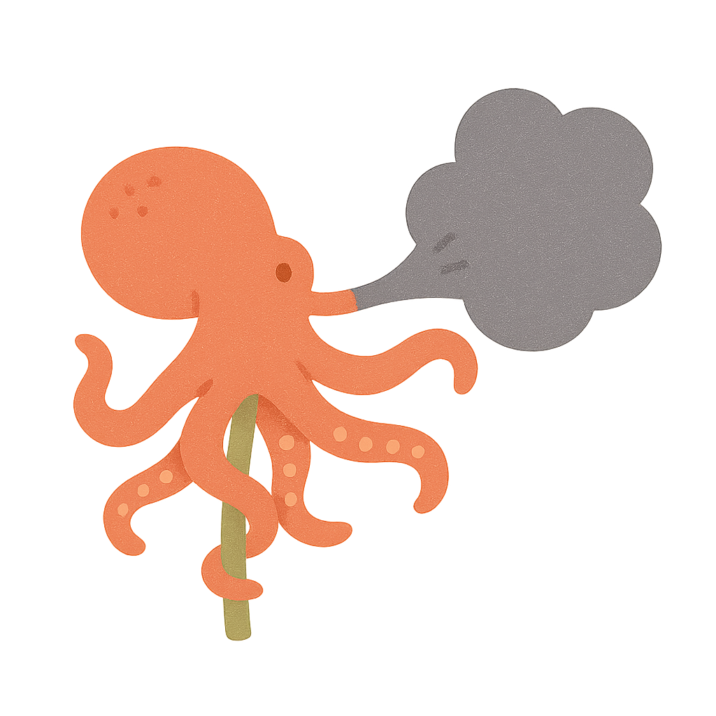 문어가 먹물을 뿜는 장면