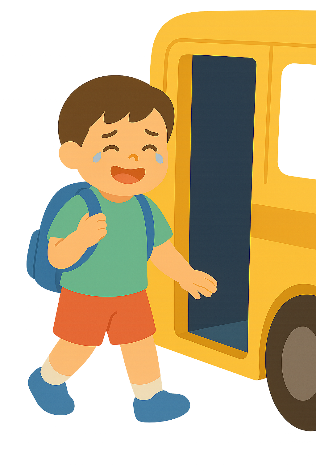 버스에서 내리는 아이