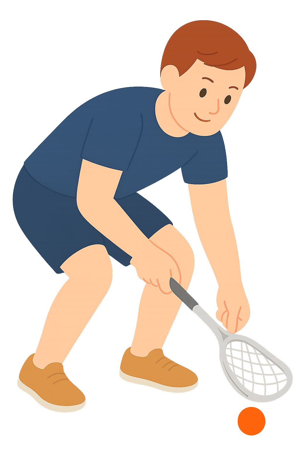 라크로스 선수가 스틱으로 공을 빠르게줍기