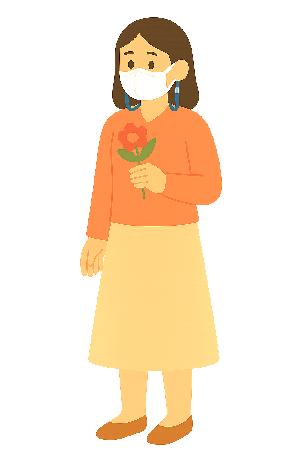 마스크 스트랩을 착용한 여성