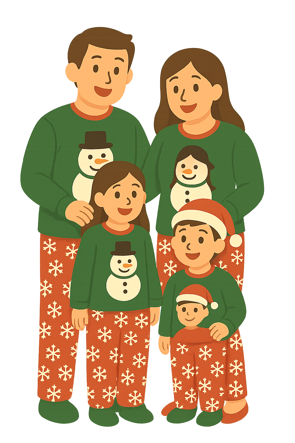 크리스마스 파자마입은 가족