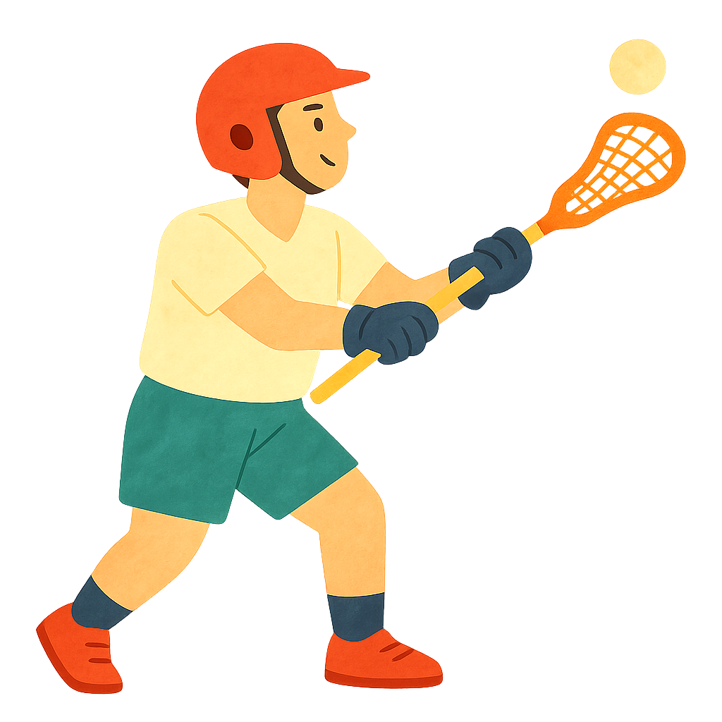 라크로스 선수가 스틱으로 공을 멀리패스하기