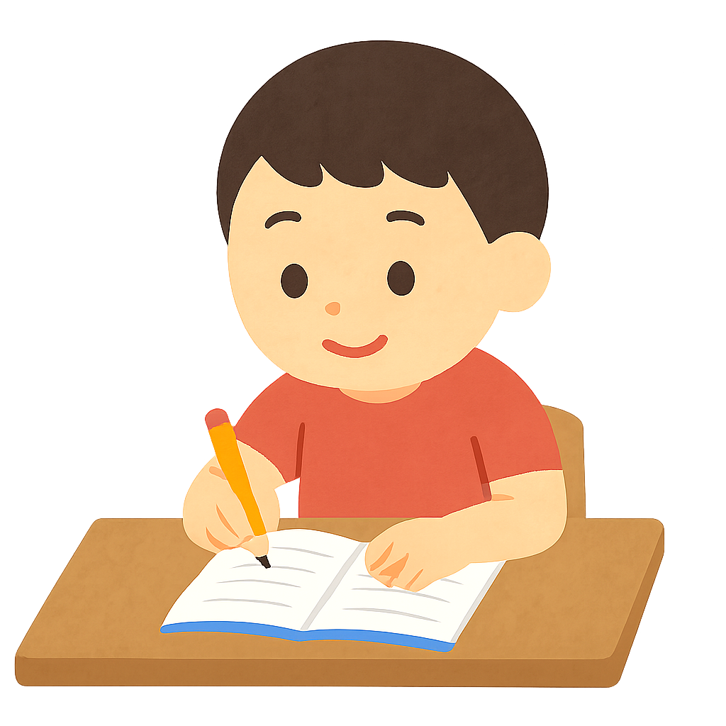 책상에 앉아 연필롯과제하기