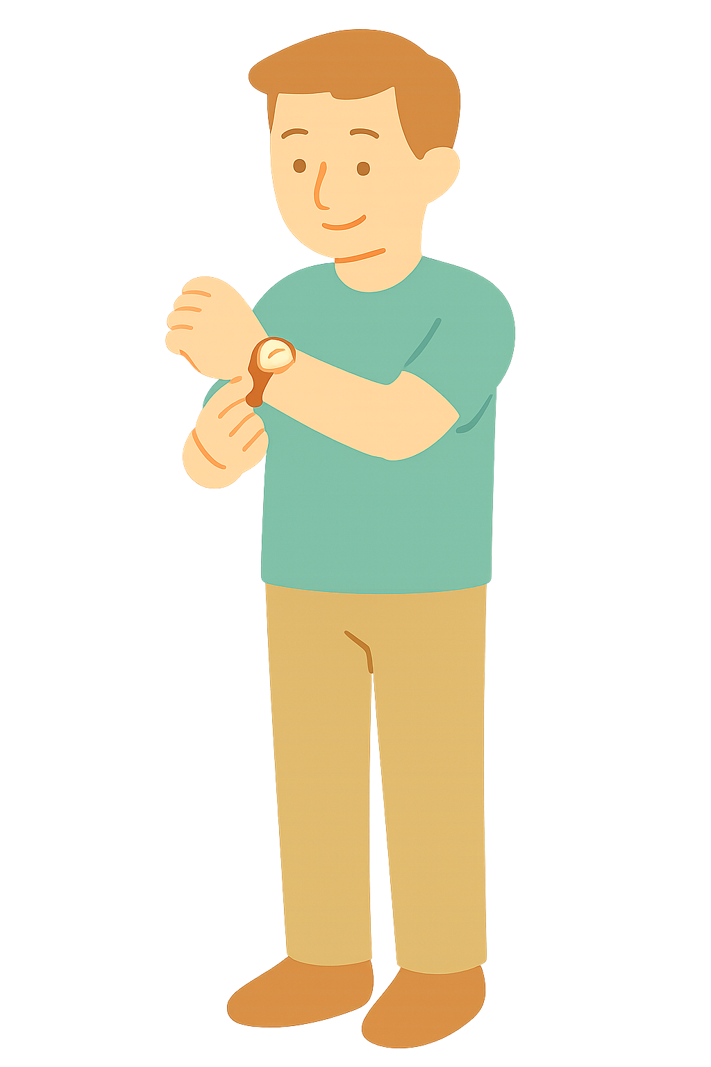 가죽시계를 착용하는 모습