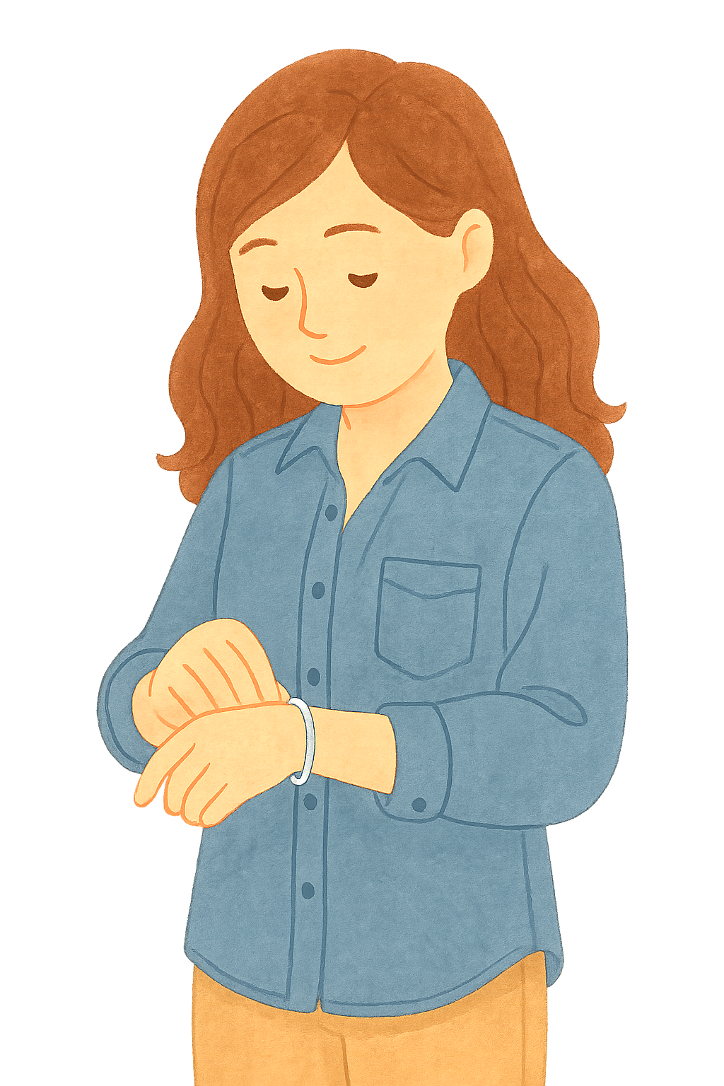 데님셔츠입고 팔찌착용