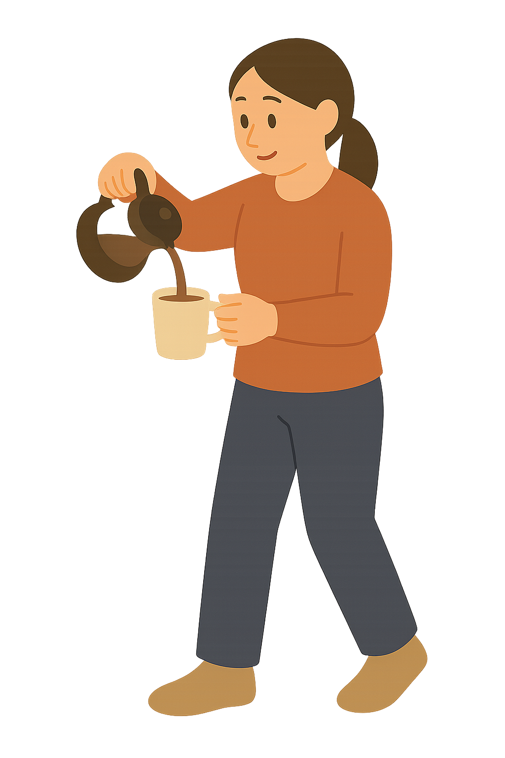 머그컵에 커피를 따르는 사람