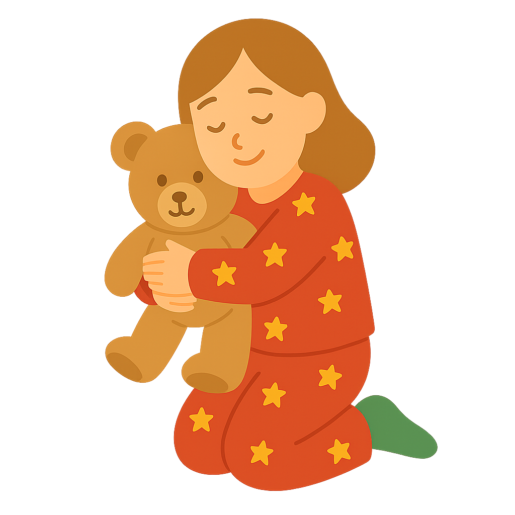 곰인형 선물을 안고있는 아이