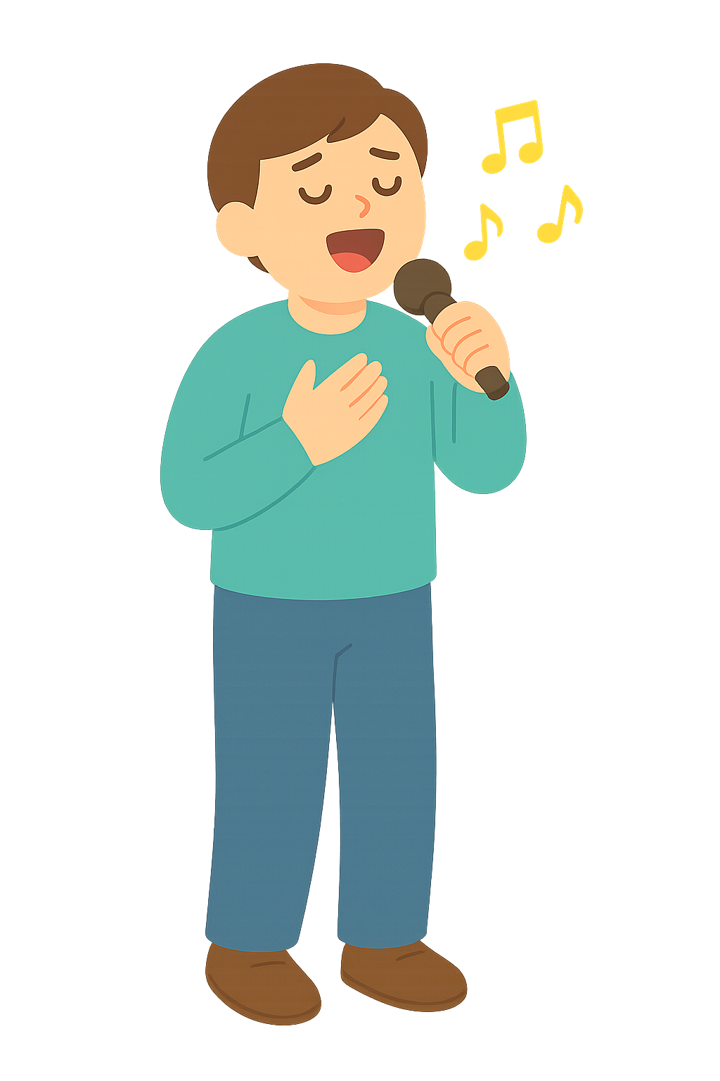 가슴에 손을 얹고 노래하는 사람