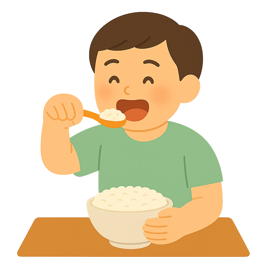 밥을 한 입크게 떠먹는 모습