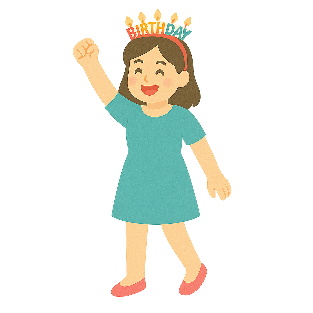 머리에 생일초 장식 머리띠한 모습