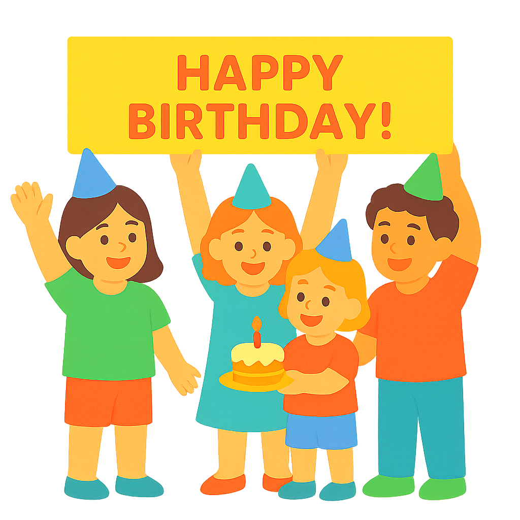 생일축하해 피켓들고 서있는 친구들