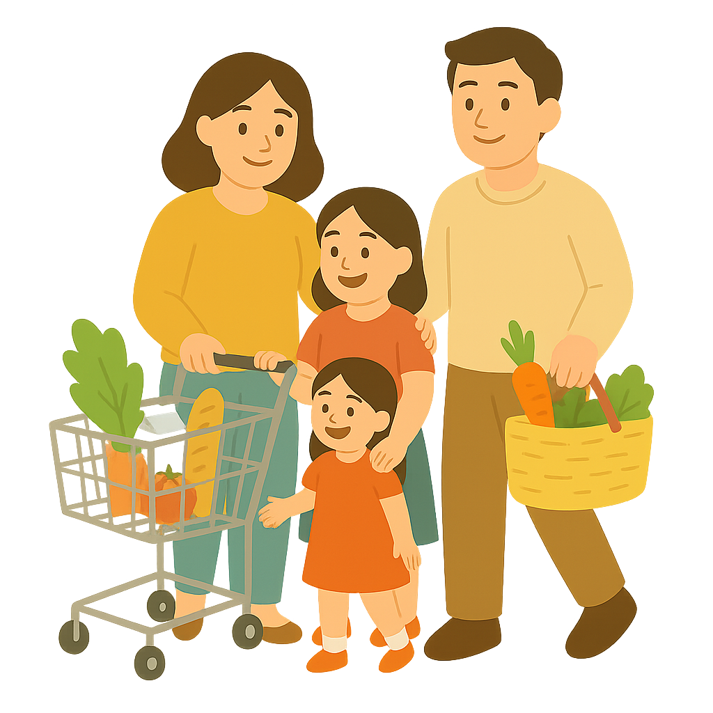 가족이 함께 장을보는 모습