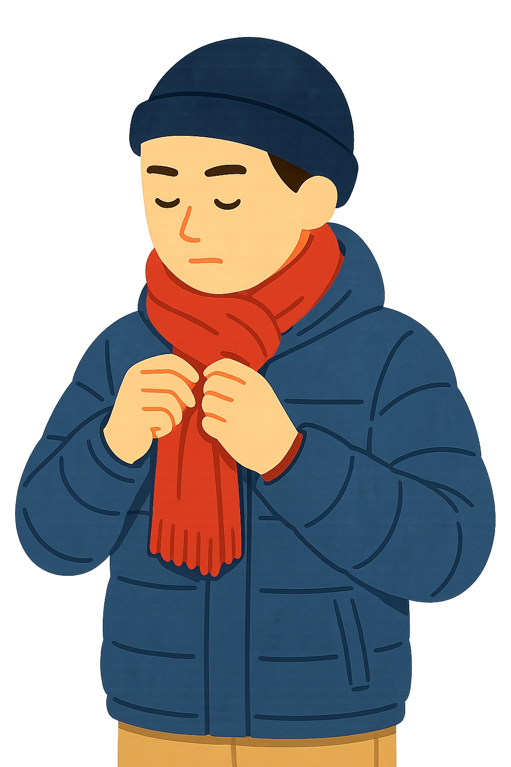 다운재킷입고 머플러감기