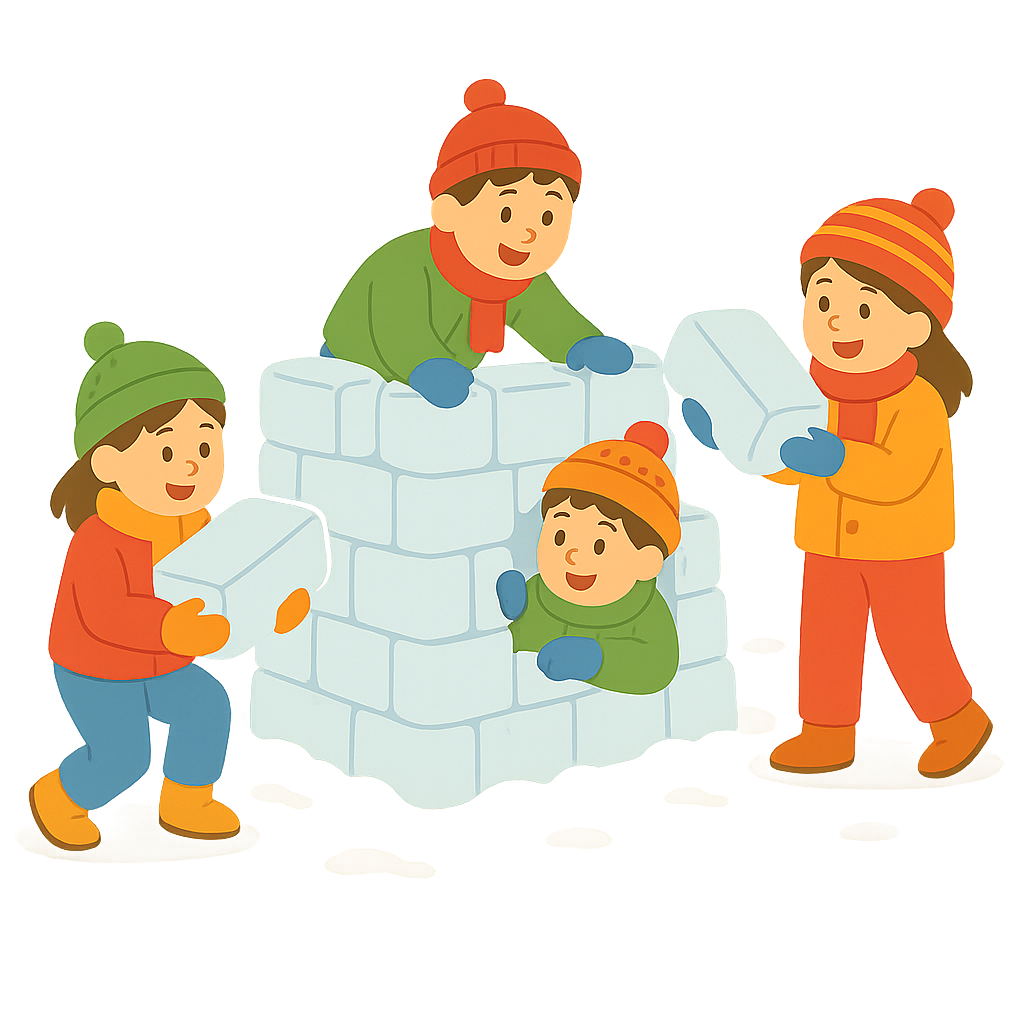 눈 요새를 만드는 아이들