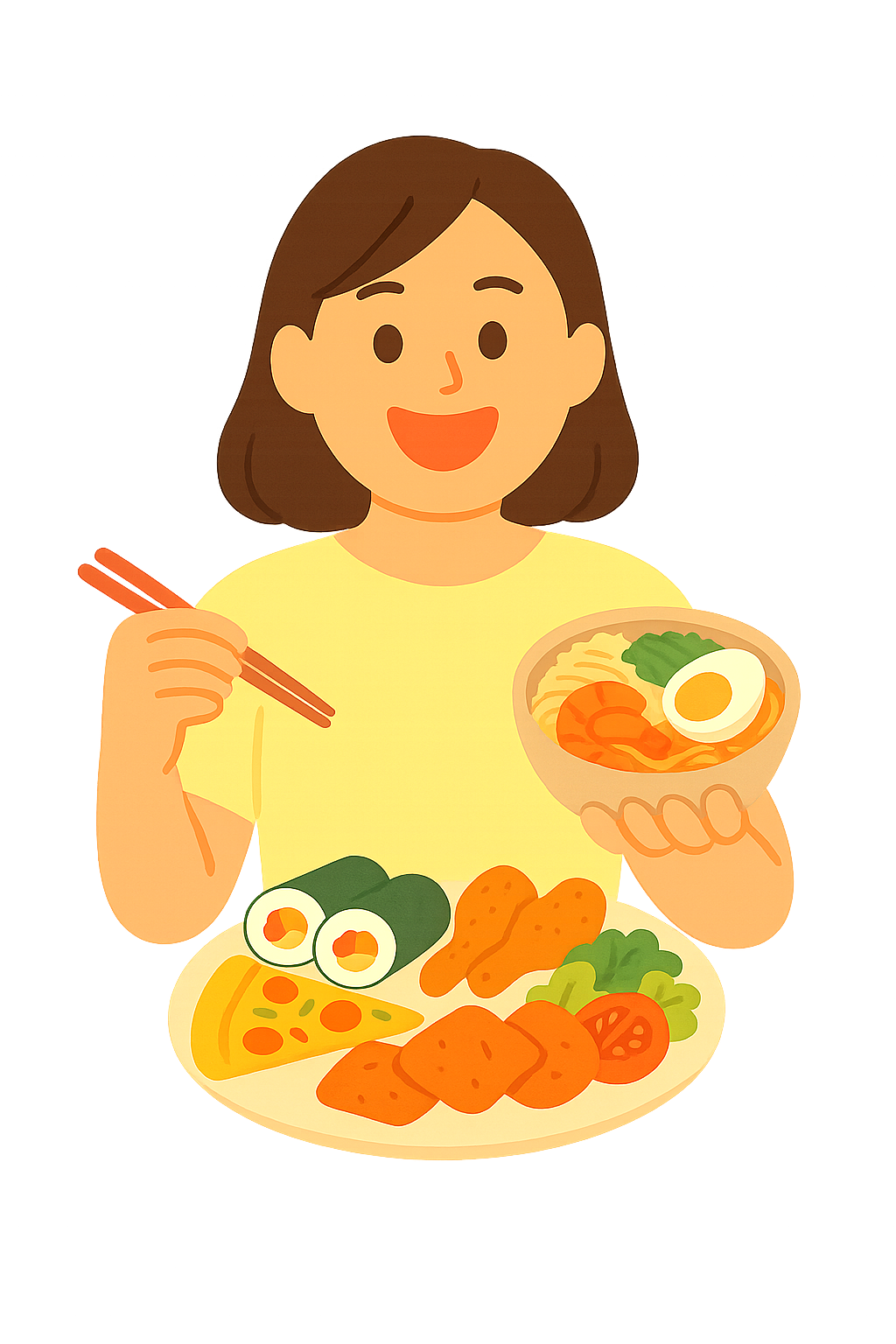 먹방하며 음식들고있는 모습