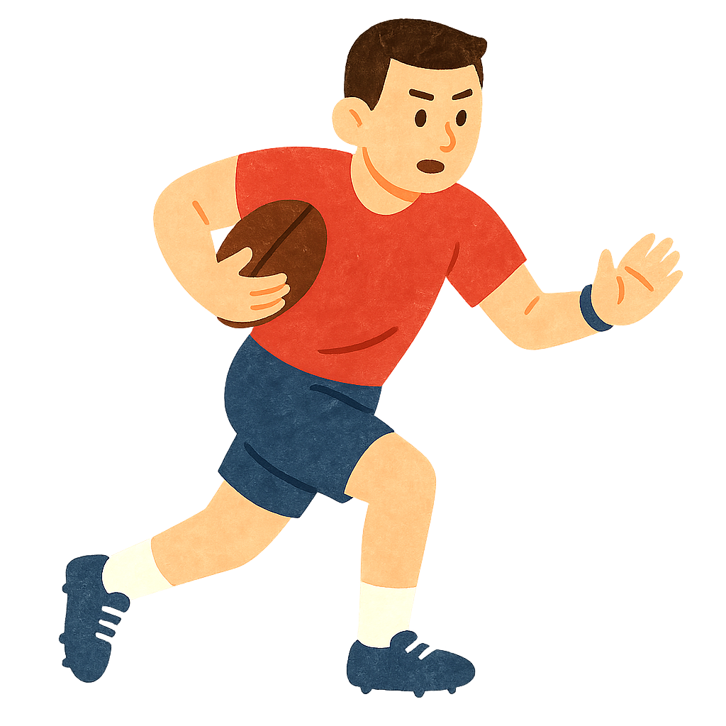 럭비선수가 공을 들고 사이드 스탭하기