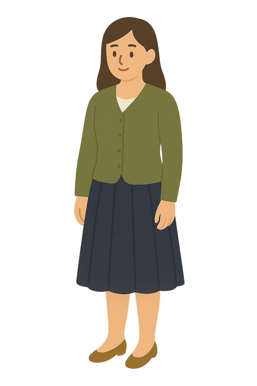 가디건과 플리츠 스커트의 오피스룩