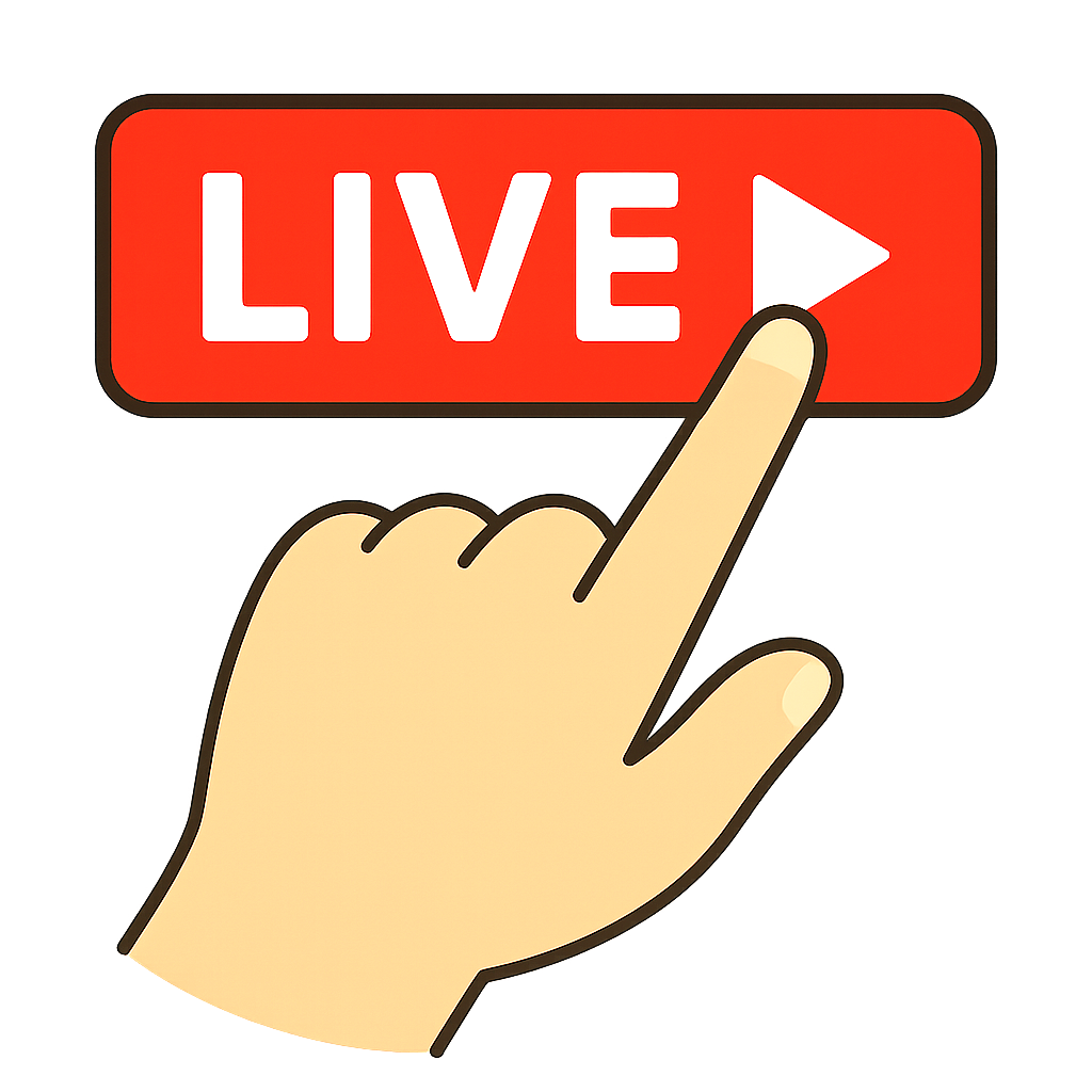 라이브방송 시작버튼 누르는 손