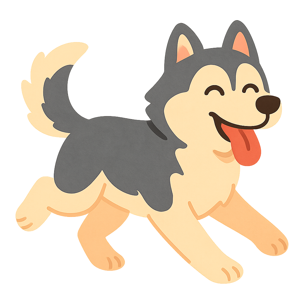 시베리안 허스키가 혀 내밀며 달리기