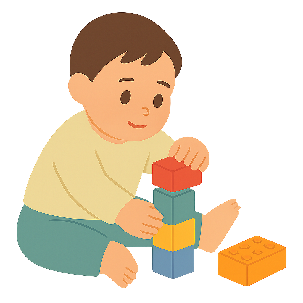 블록놀이에 집중하는 유아