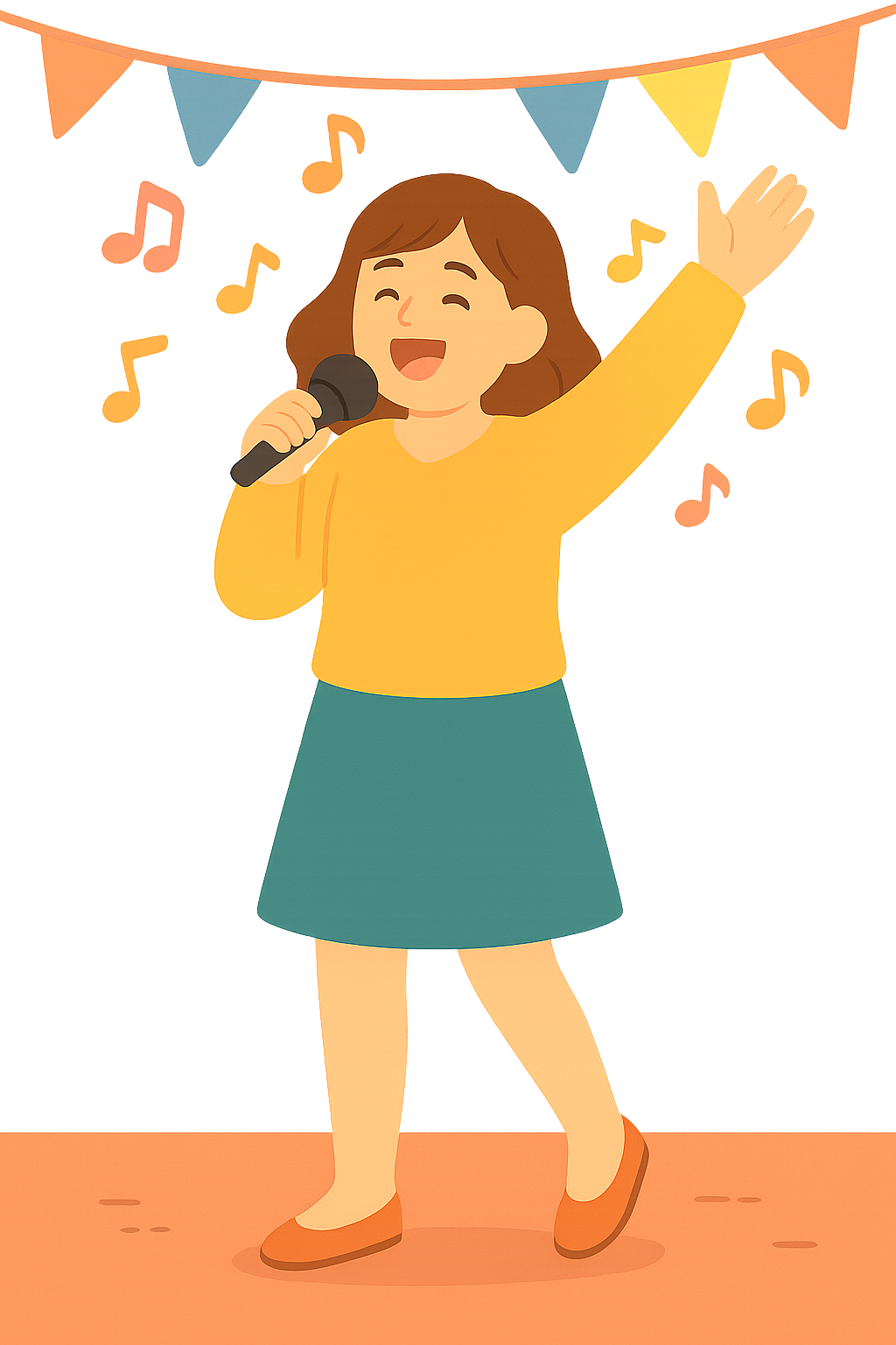 거리축제에서 노래하는 사람