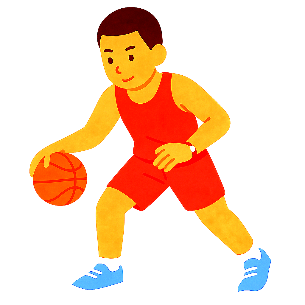 농구 선수가 공을 크로스오버 드리블하기