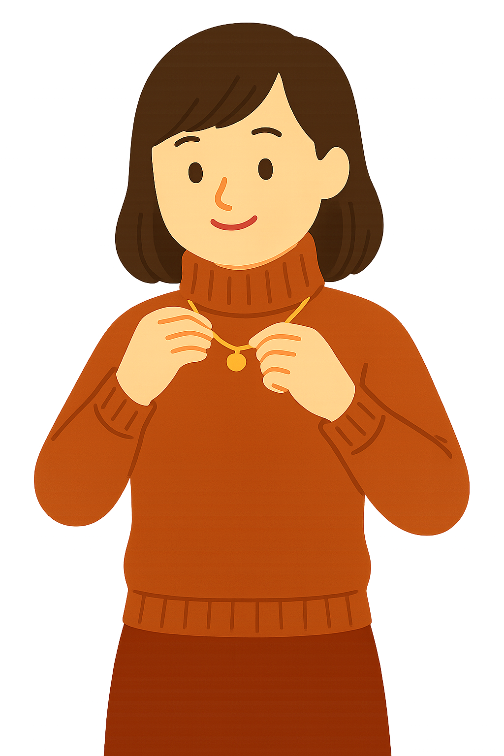 터틀넥 스웨터 입고 목걸이정리