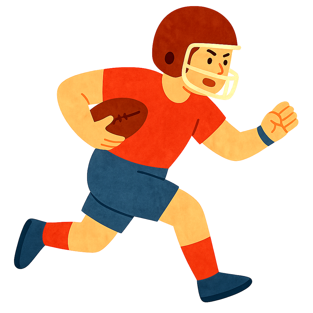 럭비선수가 공을 들고 돌진하기