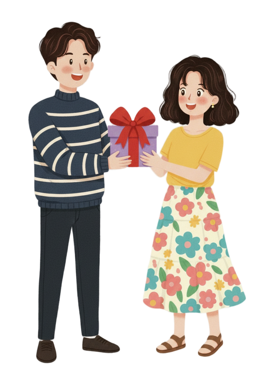 선물을 받고 깜짝 놀라 기뻐하는 표정