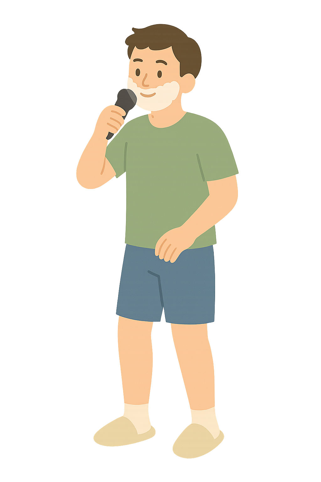 전기면도기로 면도하는모습