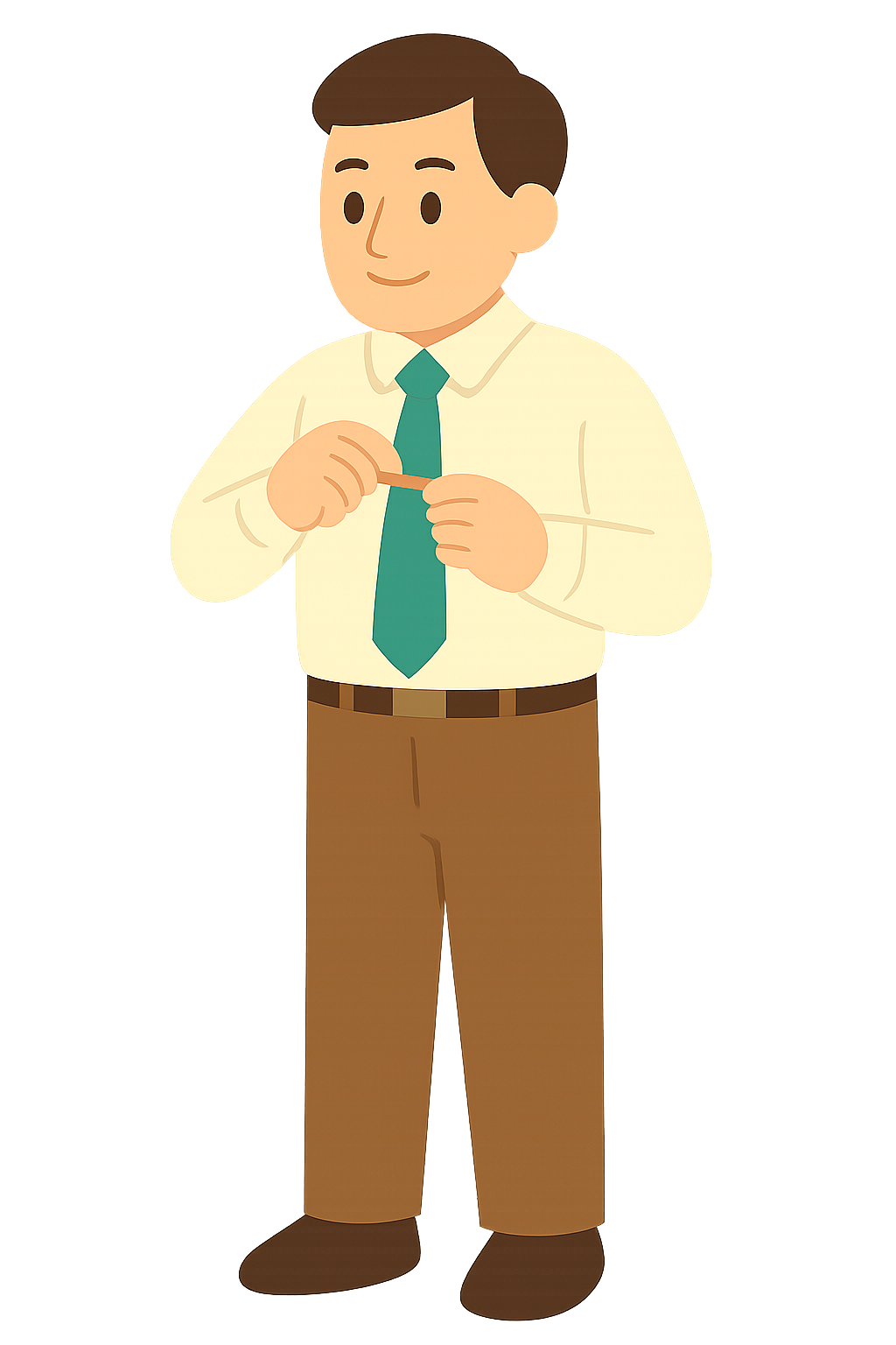 넥타이핀을 채우는 남성