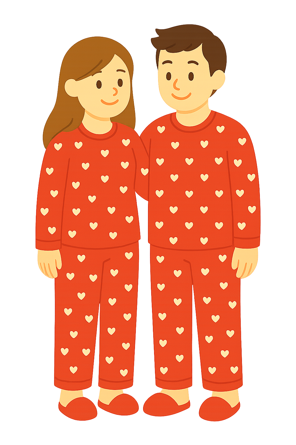 발렌타인데이 커플 파자마입은 모습