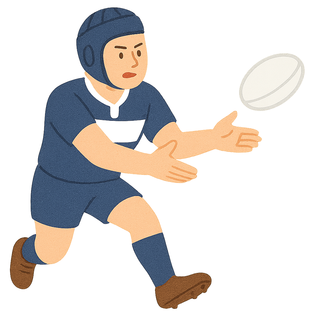 럭비선수가 공을 상대방에게 넘기기