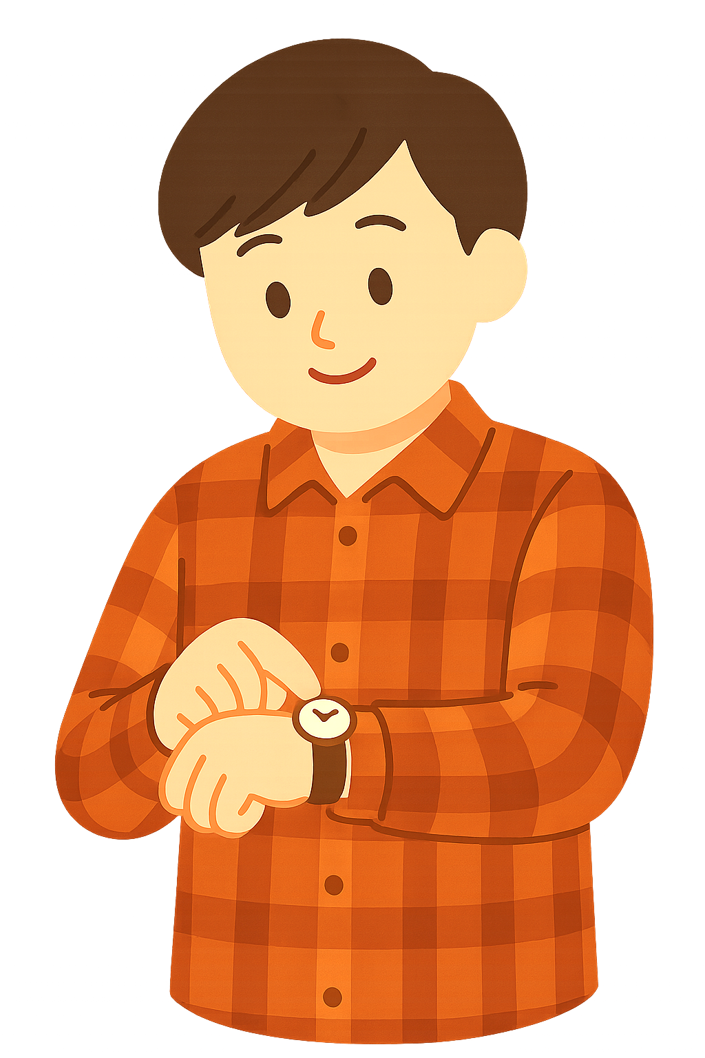 플란넬 셔츠입고 시계차기