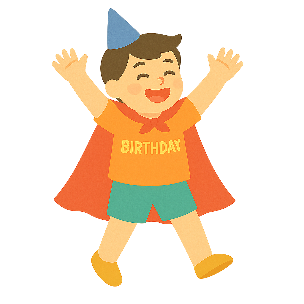 생일 망토를 두른 아이포즈