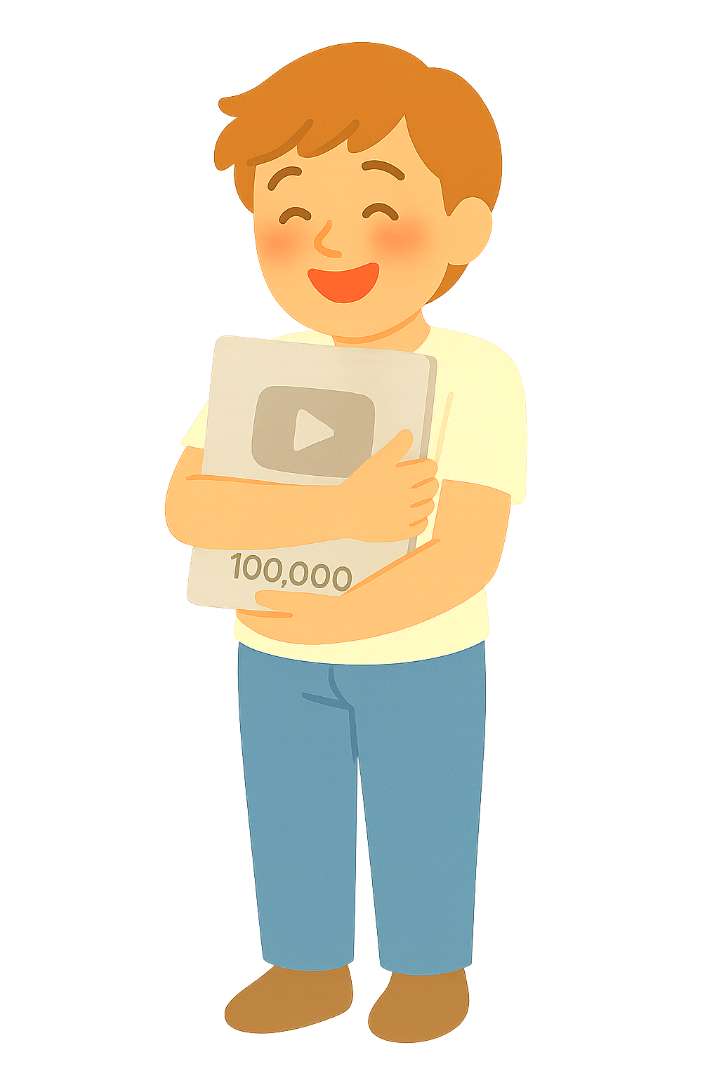 10만구독자 실버버튼을 안고있는 모습