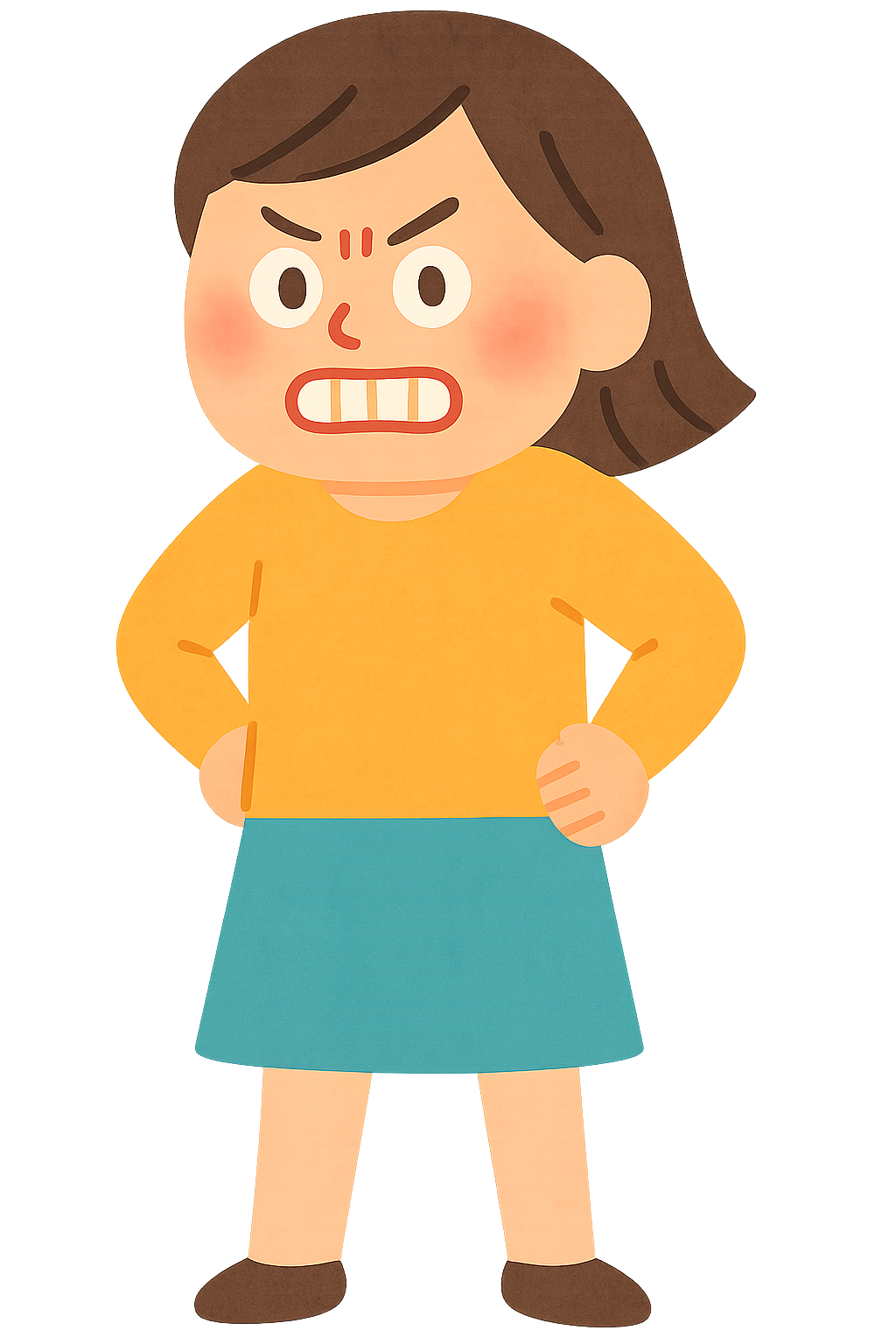 이를 꽉 물고 눈썹을 치켜올린모습