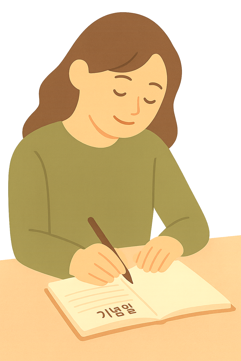 기념일 일기를 쓰는 감성적인 모습