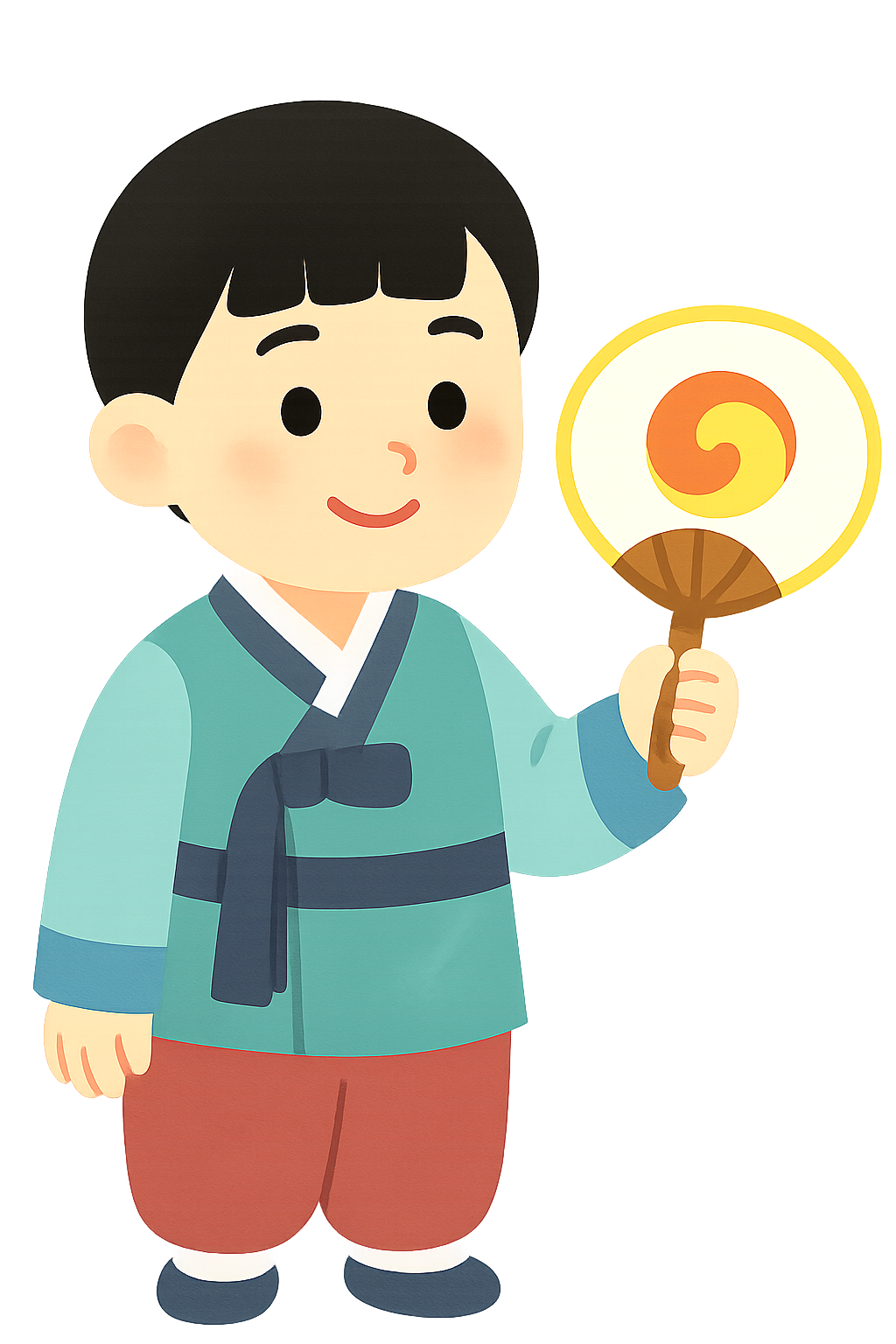 한복입고 전통부채들기