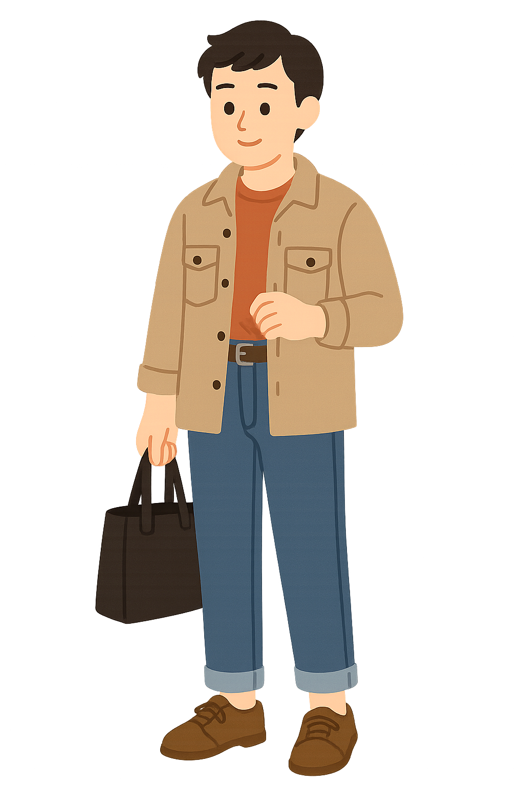 셔츠 재킷입고 가방들기