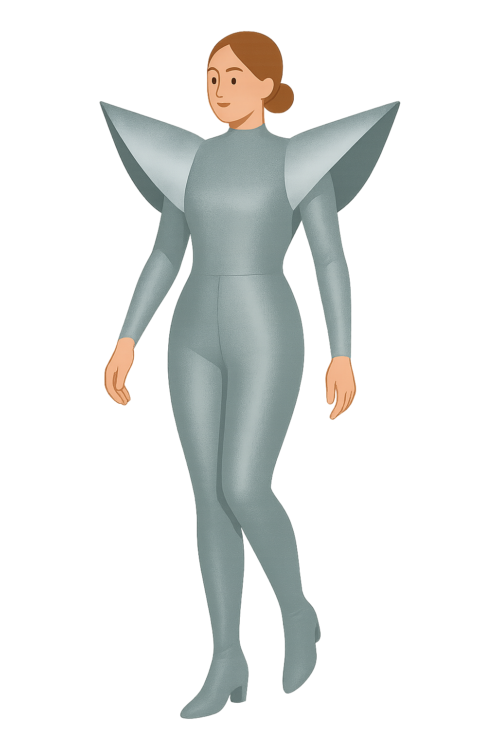 과장된 메탈릭 소재의 아방가르드의상