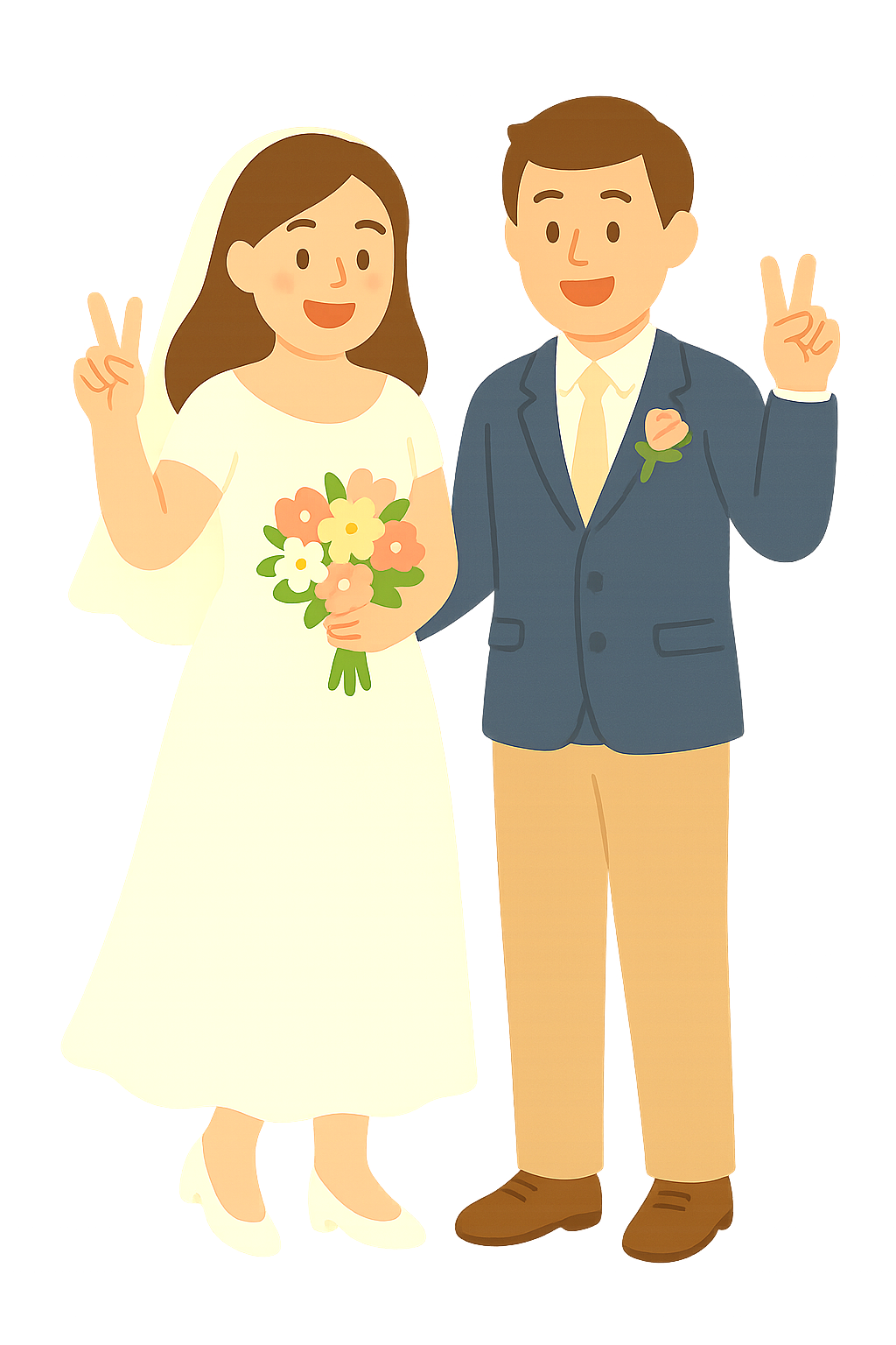 결혼식에서 브이하는 모습