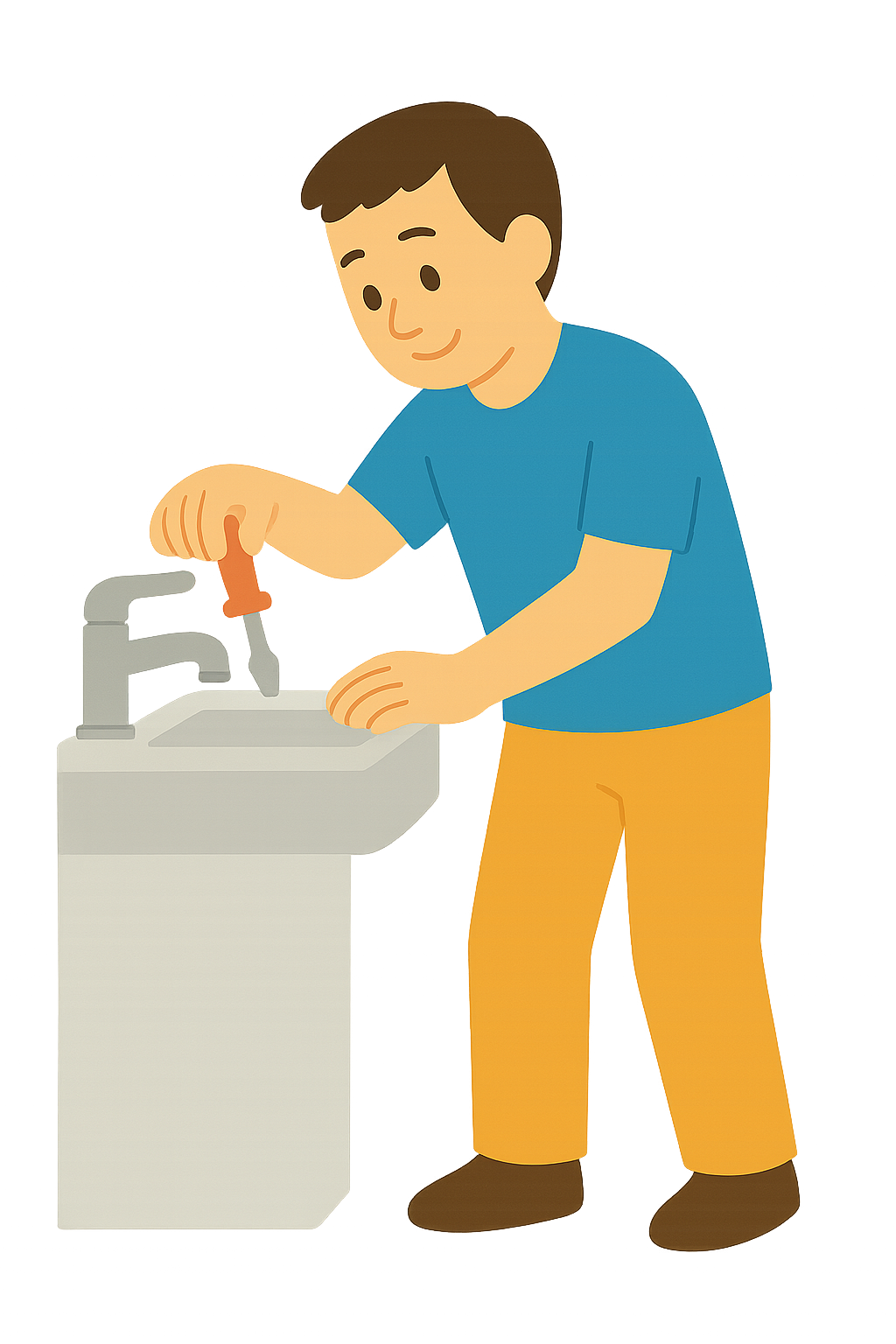 수도꼭지를 조이는 사람